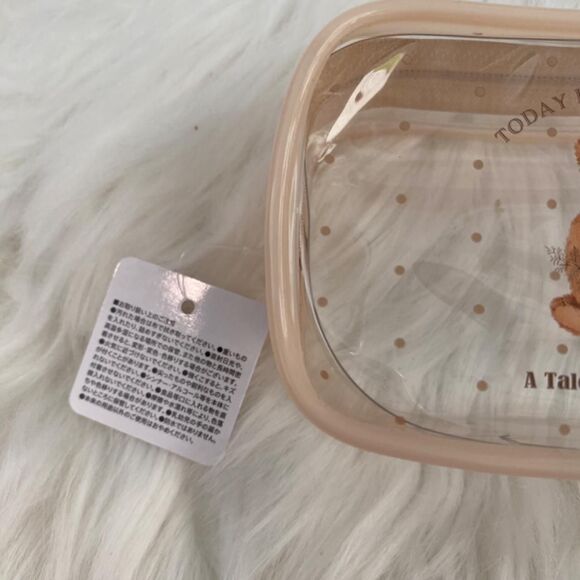 Amifa PVC Zipper Pouch. Bear Print. Clear/Light Brown. Animal Print. Kidcore. - Picture 2 of 8